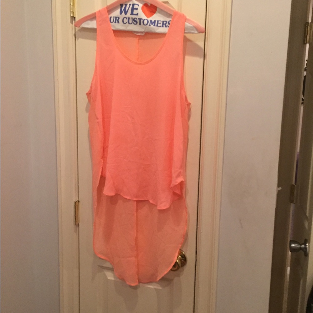 Neon coral blouse