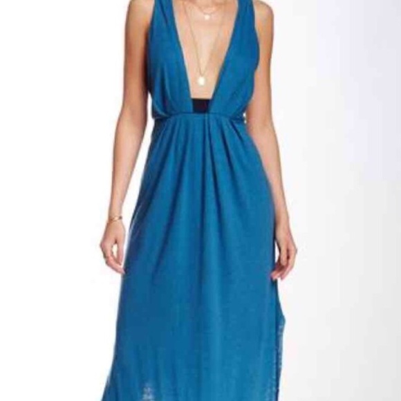 🎉🎉 Free People Blue Nile Heidi Plunge Boho Maxi - Picture 2 of 7
