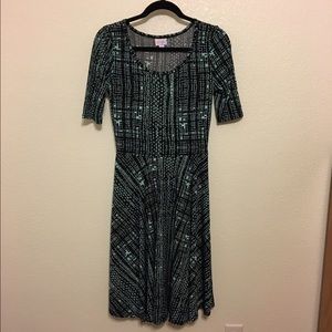 LuLaRoe Nicole Dress SZ M - Black/Muted Turqoise