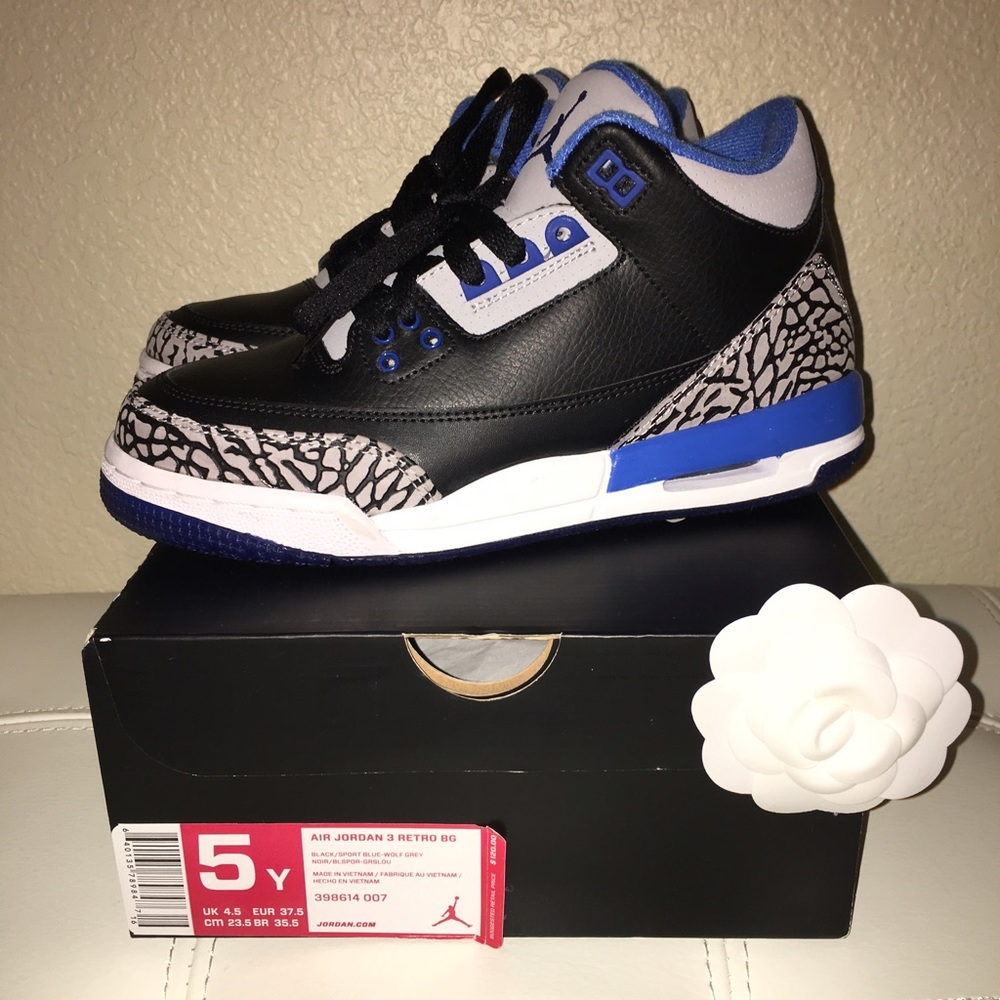 Nike Air Jordan Retro 3 Sport Blue GS size 5Y 6.5W