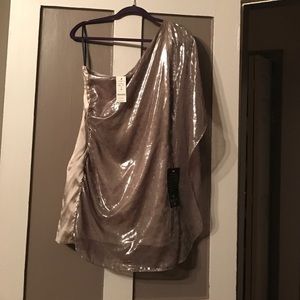 Light Gold, Shiny Off the Shoulder Top