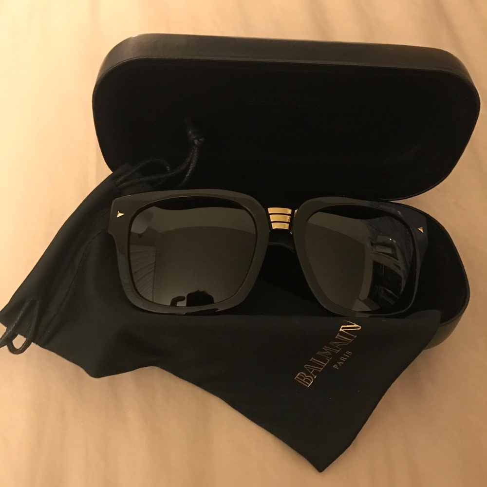 Balmain Black and gold sunglasses. Made in France