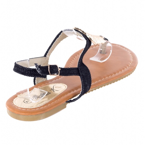 Women Black Slingback Thong Flat Sandals S1974 - Picture 3 of 4