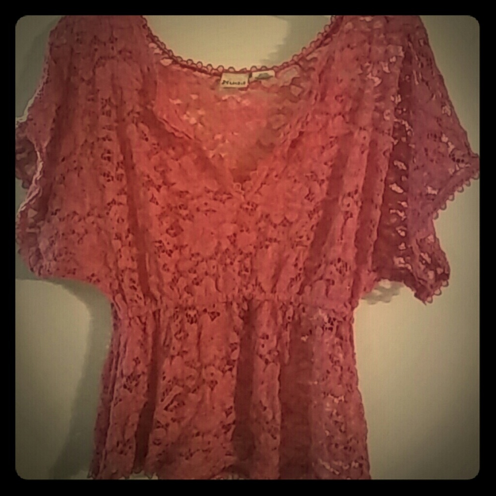 Pink lace top.