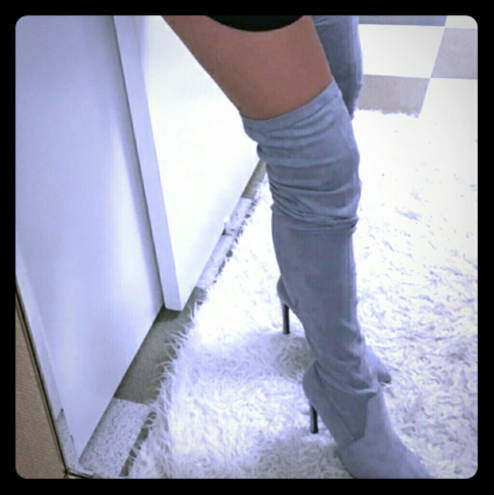 Gray over the knee boots