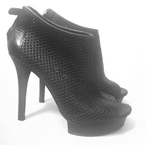 Black leather platform heels