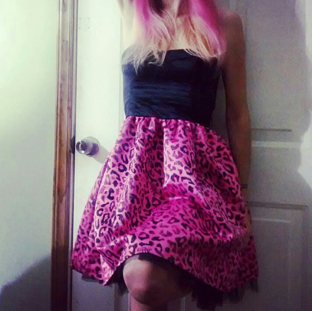 Abbey Dawn Pink & Black Cheetah Print Dress