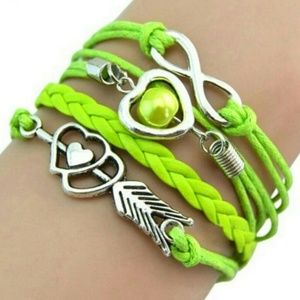 NWOT NEON GREEN INFiNITY HEART BRACELET