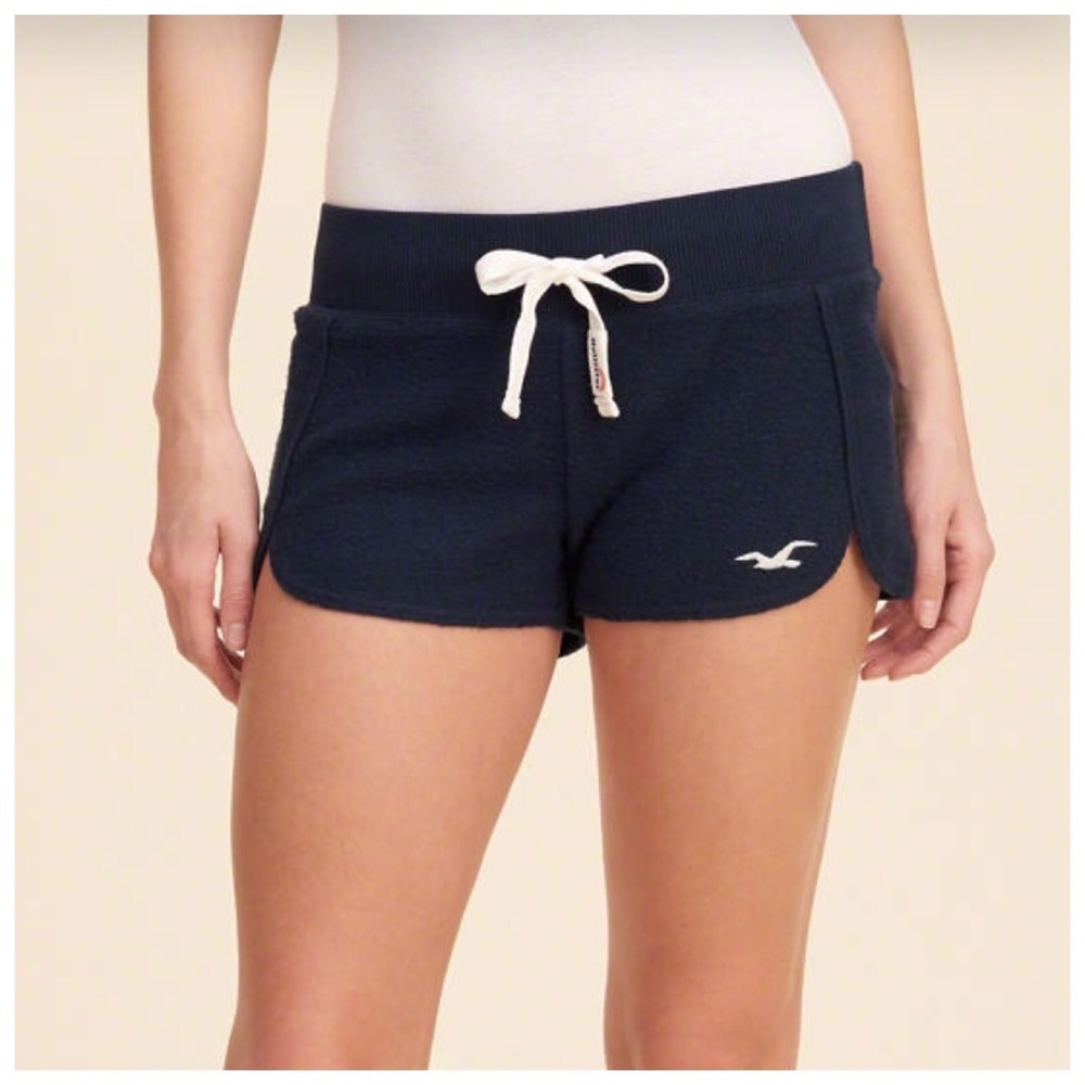 Hollister Reverse Terry Curved Hem Shorts [navy]