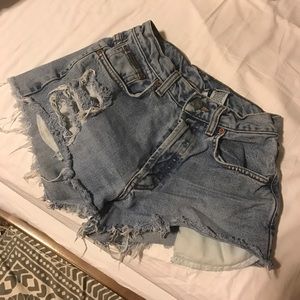 Cutoff jean shorts