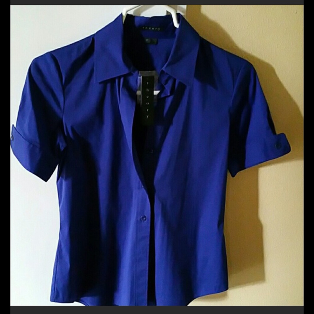 Theory Adele button down shirt in deep blue