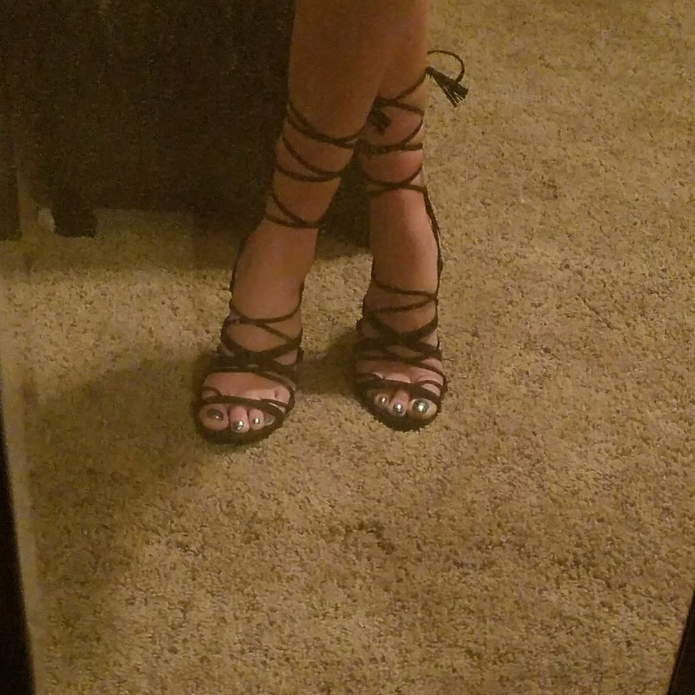 Black lace up heels