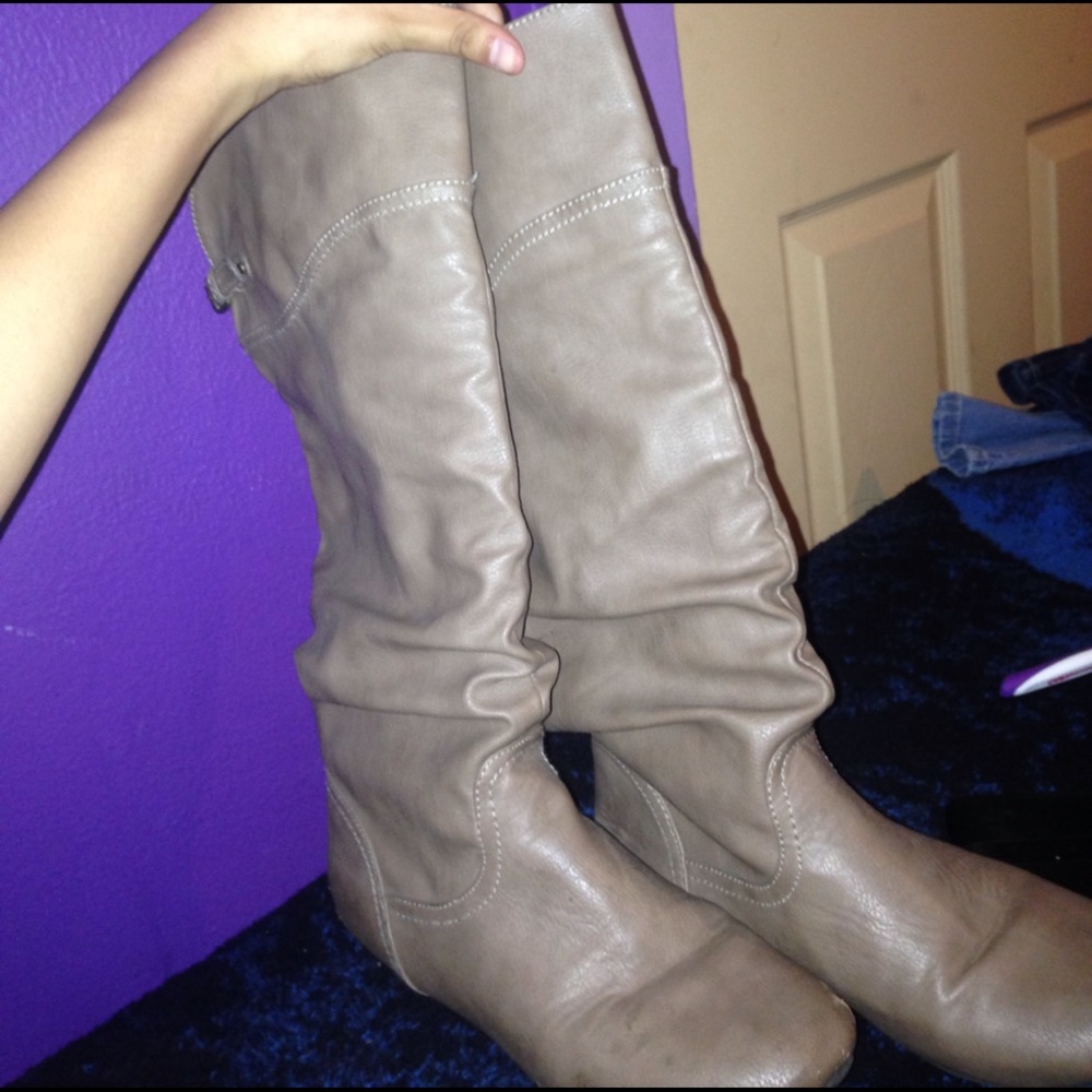 Tan long boots