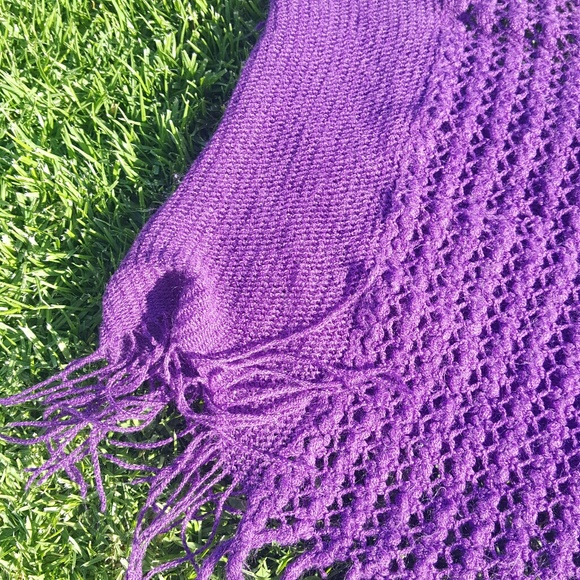 Royal Purple Infinity Scarfwith fringe 86" Around - Picture 6 of 7