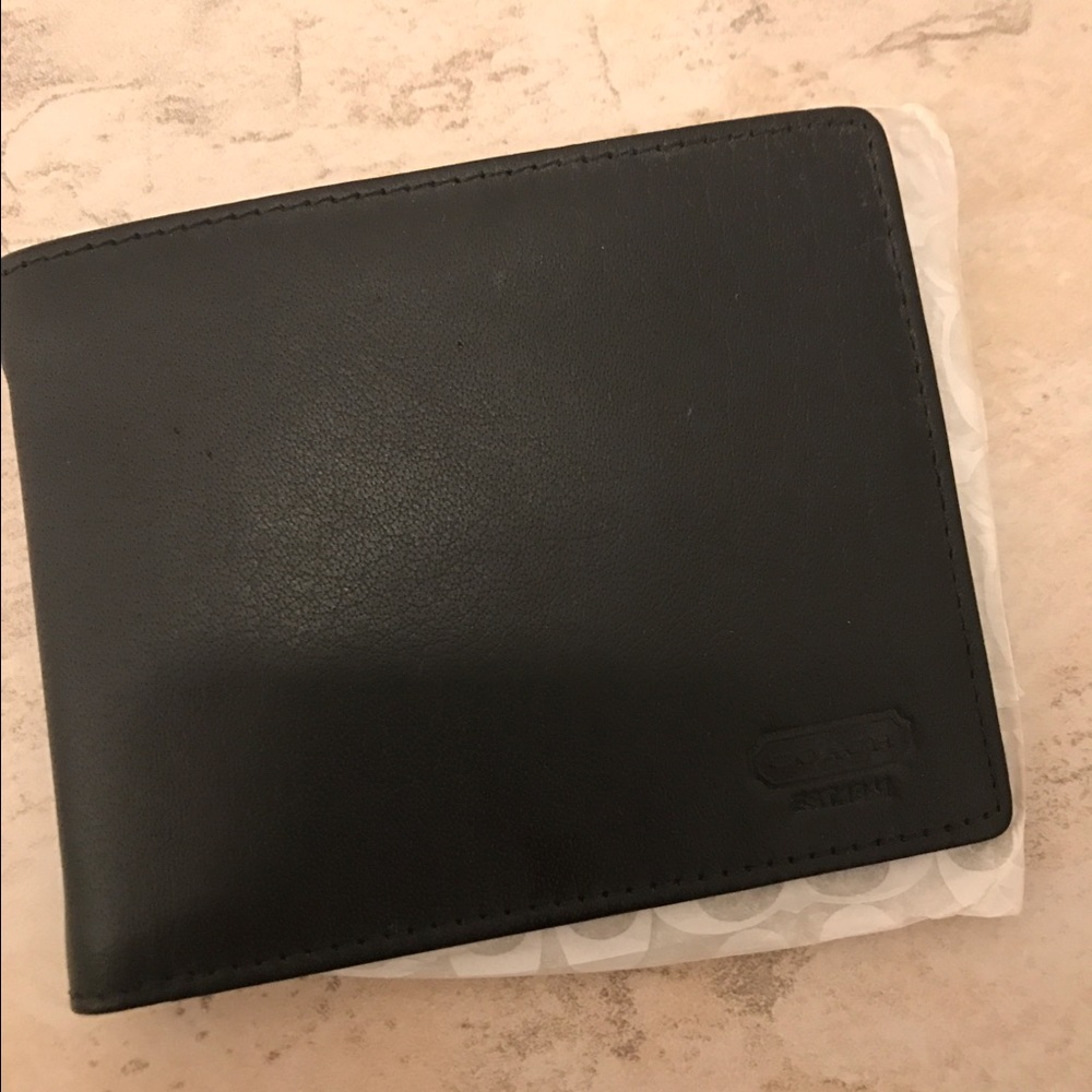 Men's black leather coach wallet
