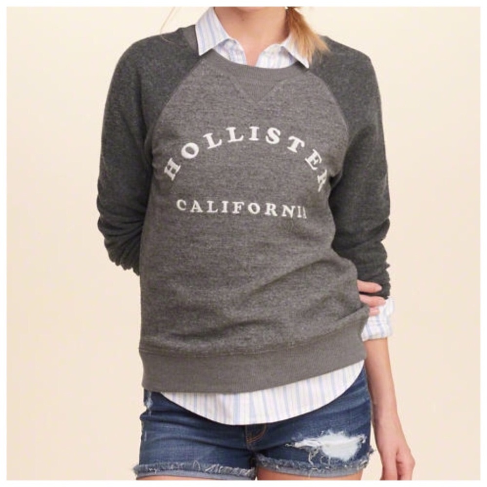 Hollister Reverse Terry Graphic Crew Sweatshirt