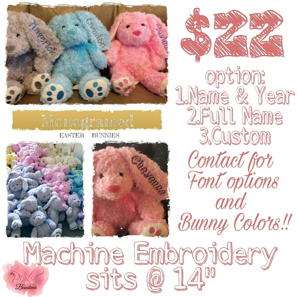 Personalized Embroidered Bunnies