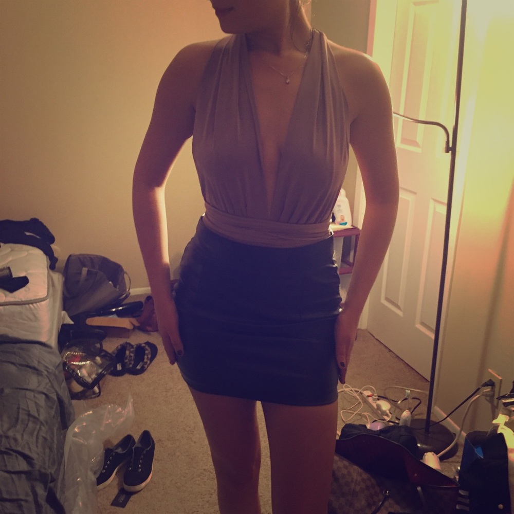 Black leather skirt