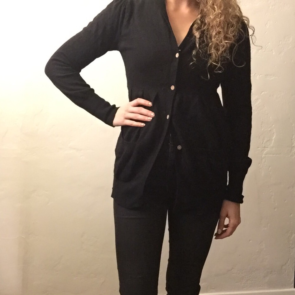 MAJOR SALE! Black 100% cashmere button hoodie