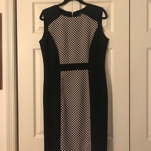 Black dress with camel panel down the front/back