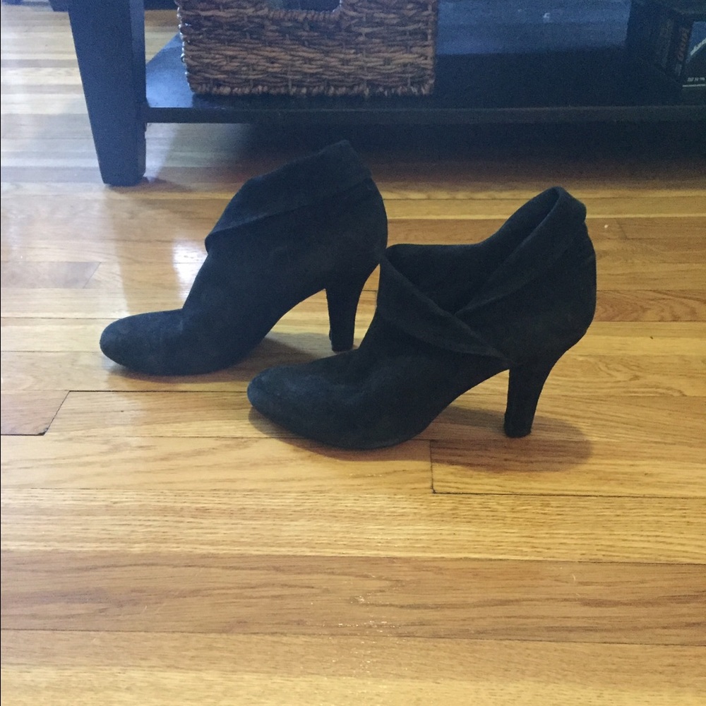 Black faux suede booties