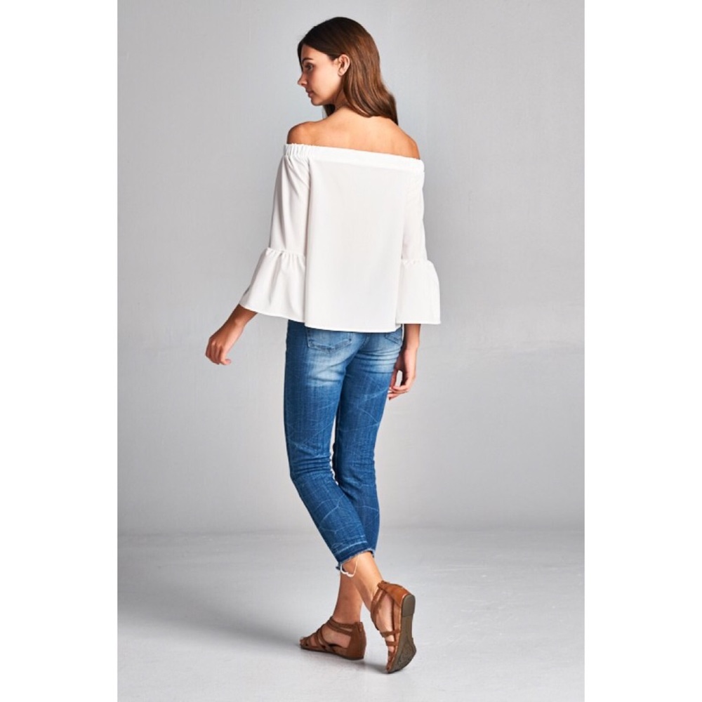 LAST ONE! Ivory Bell Sleeve Off the Shoulder Top - Picture 2 of 3
