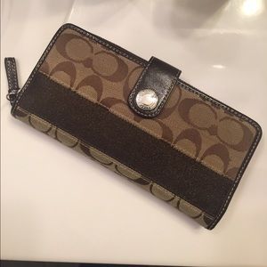 Coach Authentic Brown Canvas Wallet