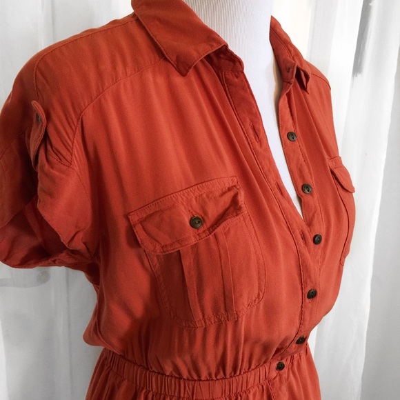 Sonoma Deep Orange Short Sleeve Shirt Dress - Picture 2 of 3