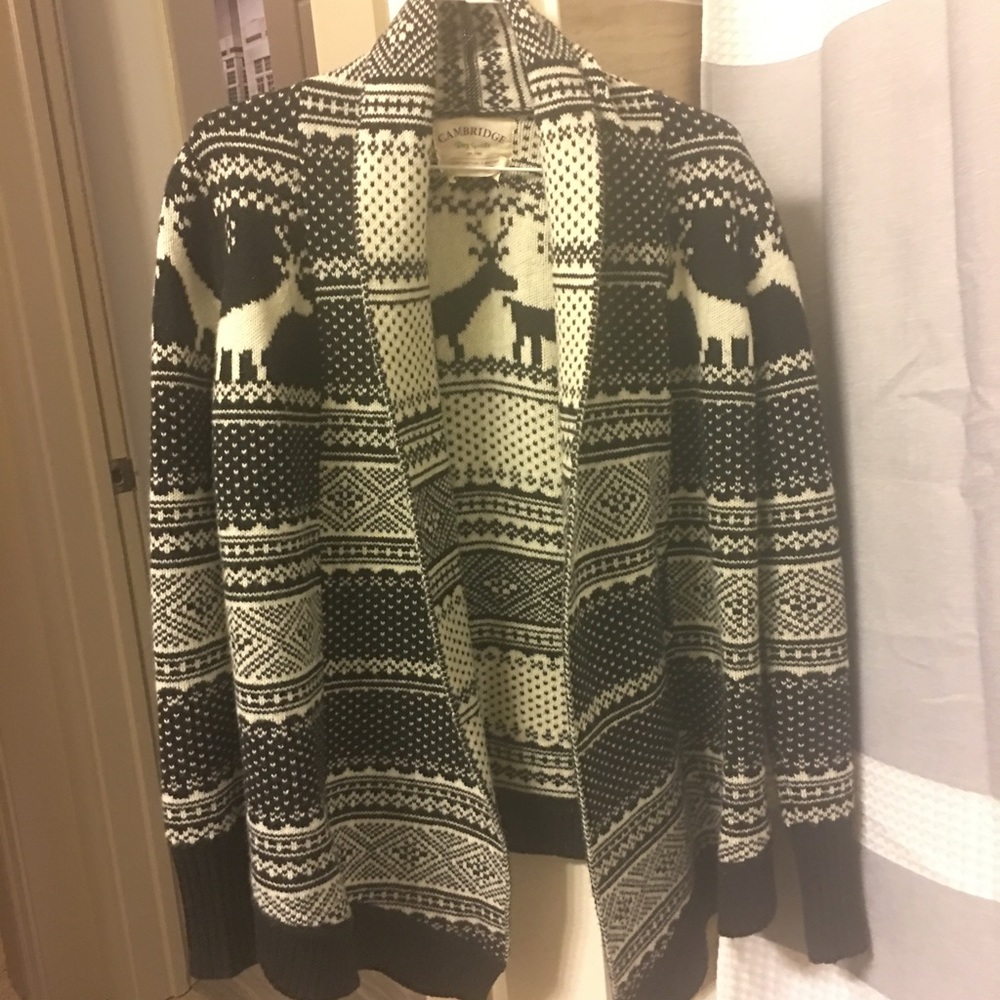 Black and White Printed Cardigan Sweater