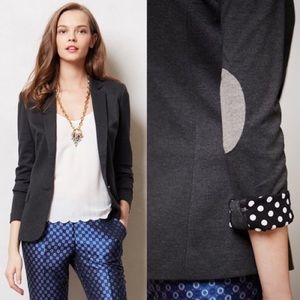 Anthro Cartonnier Elbow Patch Knit Dotside Blazer