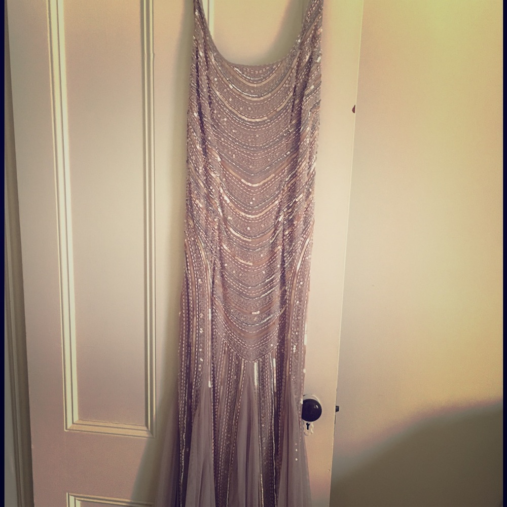 Adrianna Papell beaded floor length gown