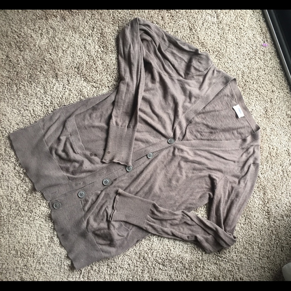 Wallace by Madewell mocha v-neck cardigan, cotton - Picture 2 of 5