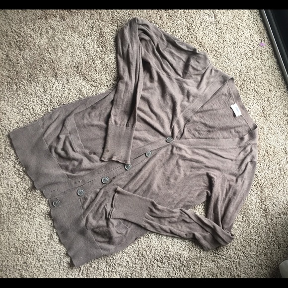 Wallace by Madewell mocha v-neck cardigan, cotton - Picture 2 of 5