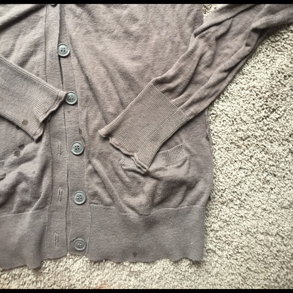 Wallace by Madewell mocha v-neck cardigan, cotton - Picture 4 of 5