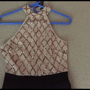 Gold and black romper