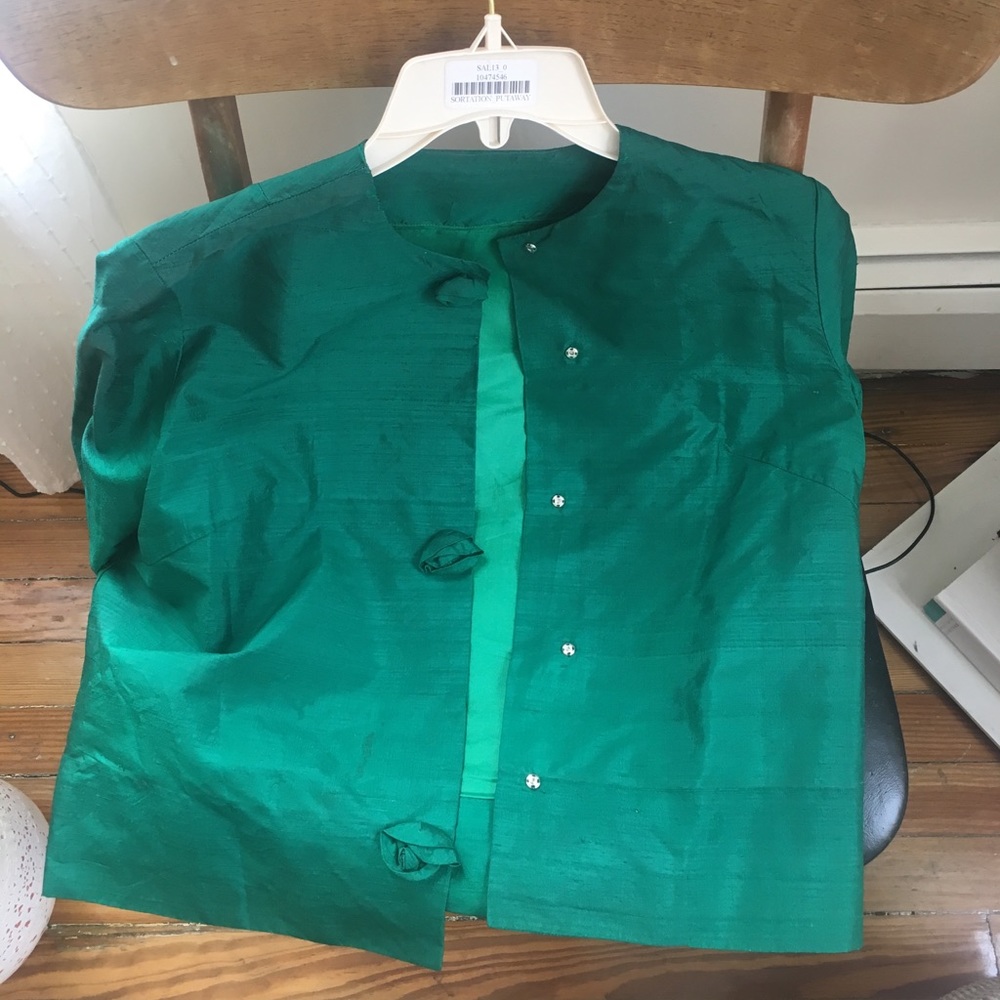 Emerald green silk jacket