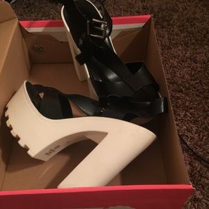 Black and white heels