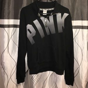 PINK VS quarter zip sweatshirt, small, black