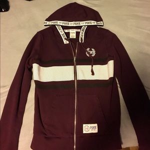 PINK VS Full zip hoodie, Small, Maroon/burgundy