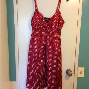 Wet Seal silky smooth red white Polk dot dress