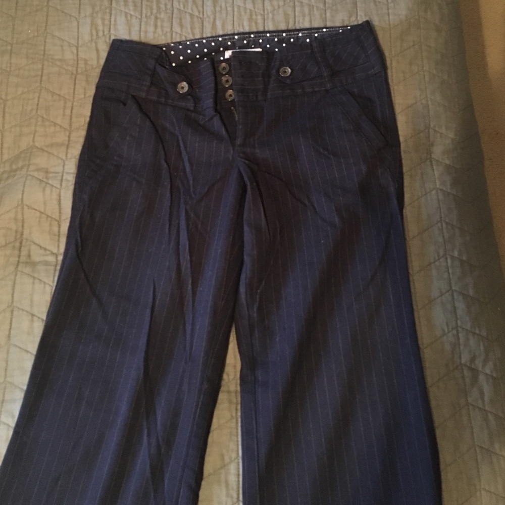 American Eagle Navy Pin-Striped wide leg trouser