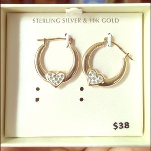 Sterling silver and 10k gold small hoop earrings