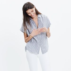Madewell Central Shirt in Chambray Stripe, Medium