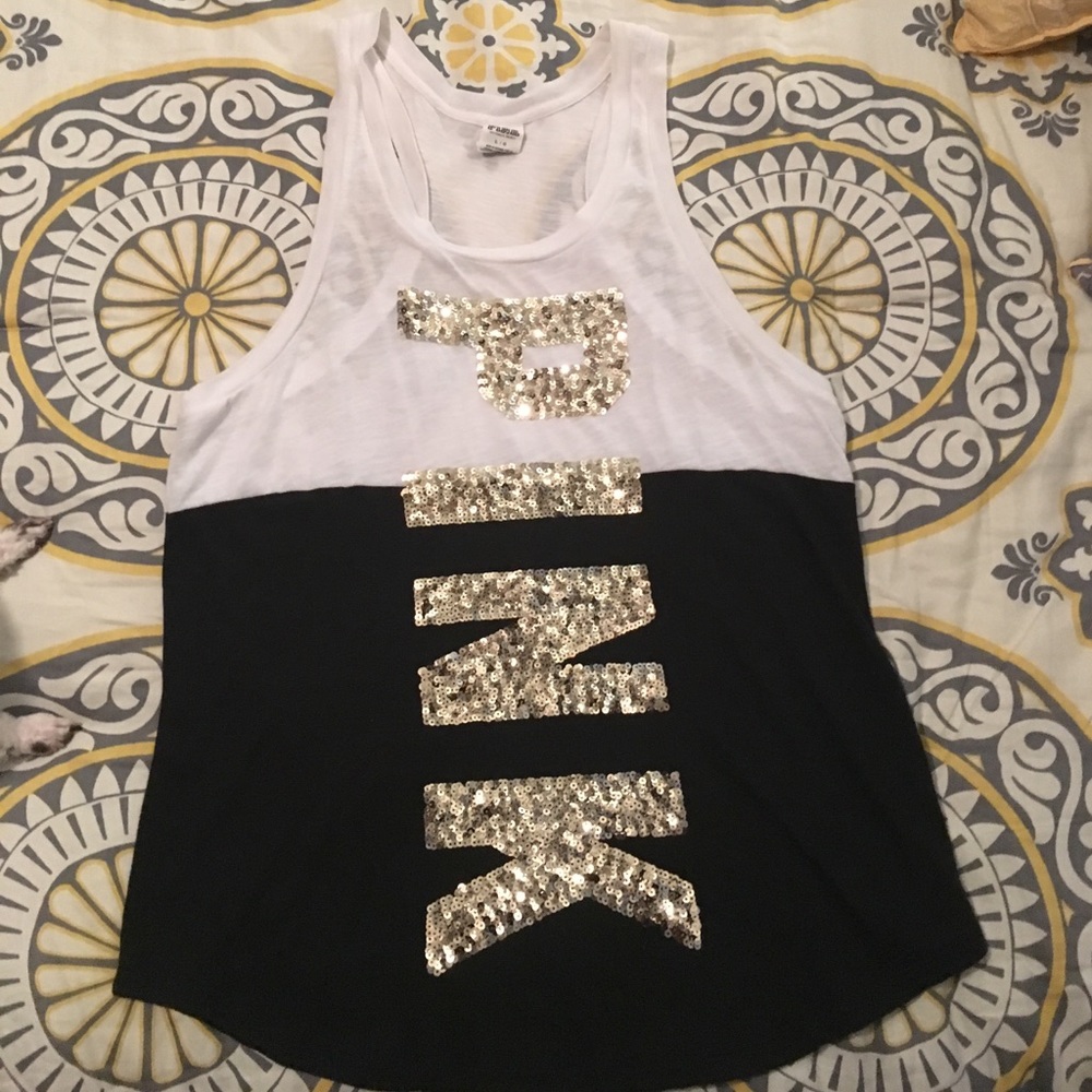 Victoria secret pink sequin tank size L