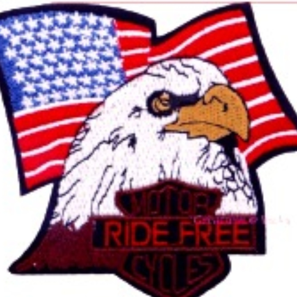 American Flag & Eagle Ride Free Motorcycle Patch