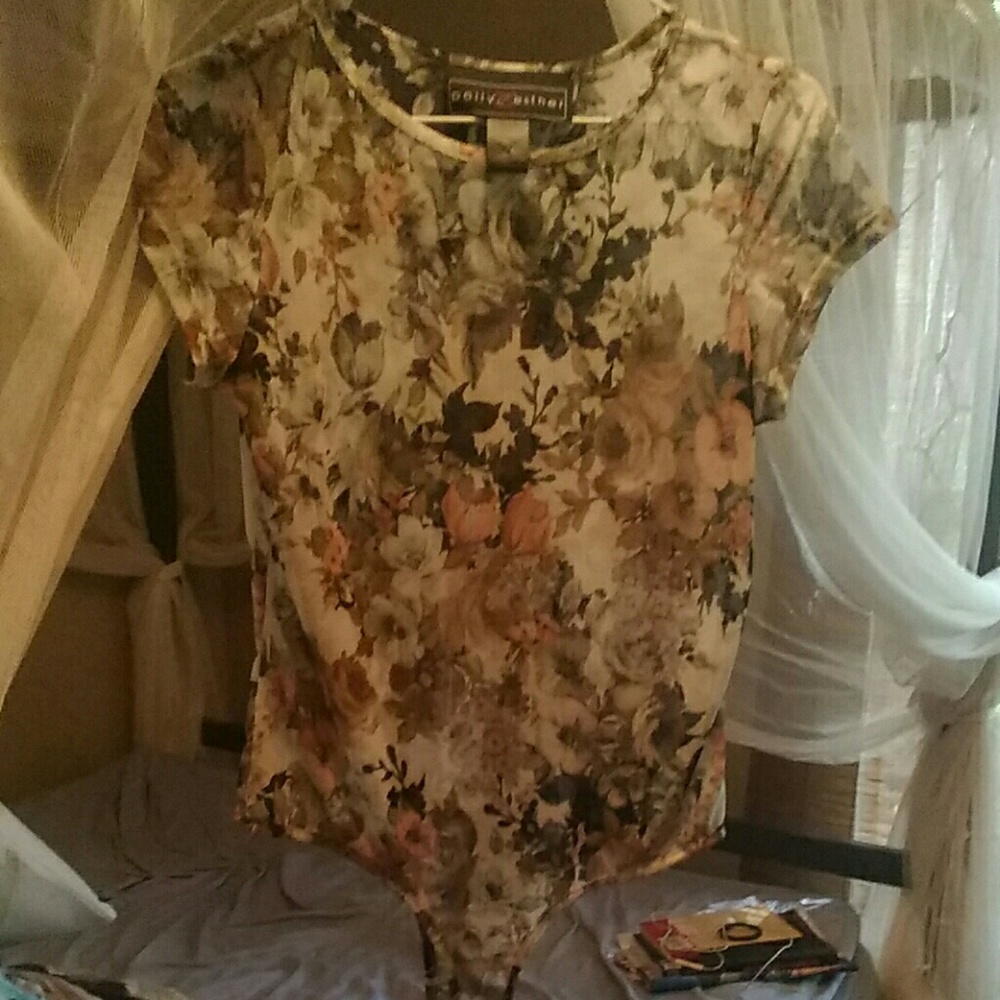 Sheer floral bodysuit NWOT
