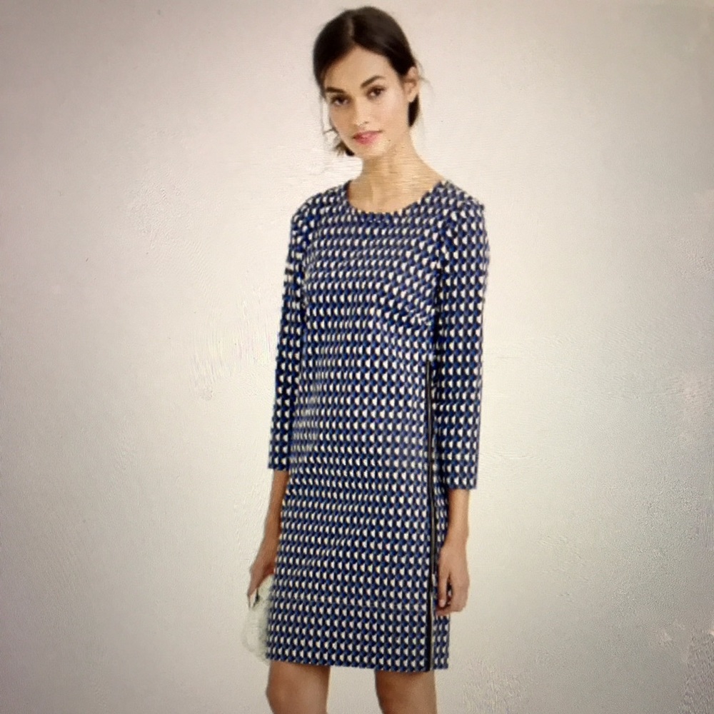 J. Crew geo print side zipper shift dress