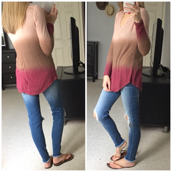 💥BLOWOUT SALE💥Soft Mauve Ombré Long Sleeve - Picture 4 of 6