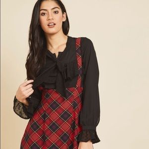 modcloth overall winner jumper plaid
