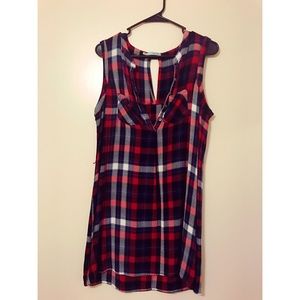 Red and blue plaid dress